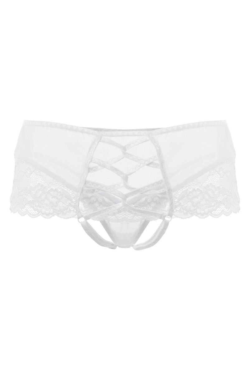 картинка Эротические трусики с имитацией шнуровки Erolanta Cheryl, белый (50-52) от магазина ErosMania