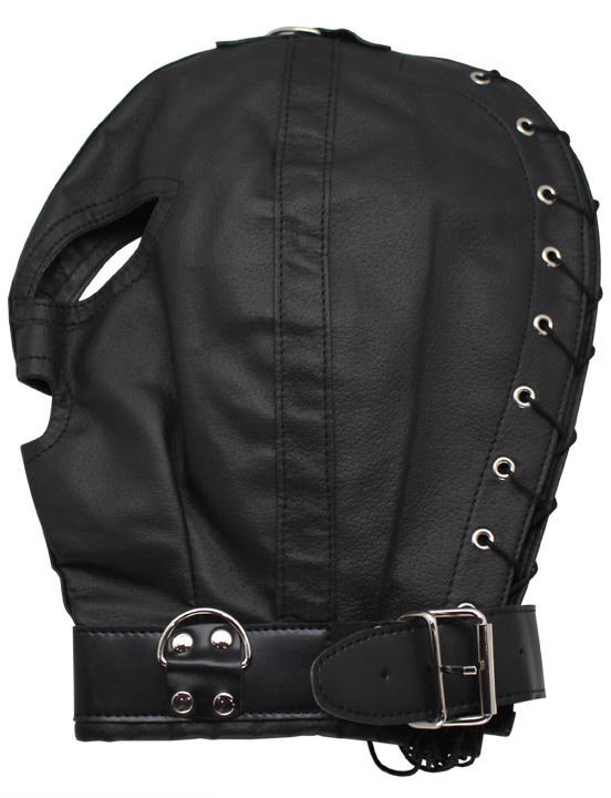 картинка Шлем подчинения со шнуровкой, на ошейнике от магазина ErosMania