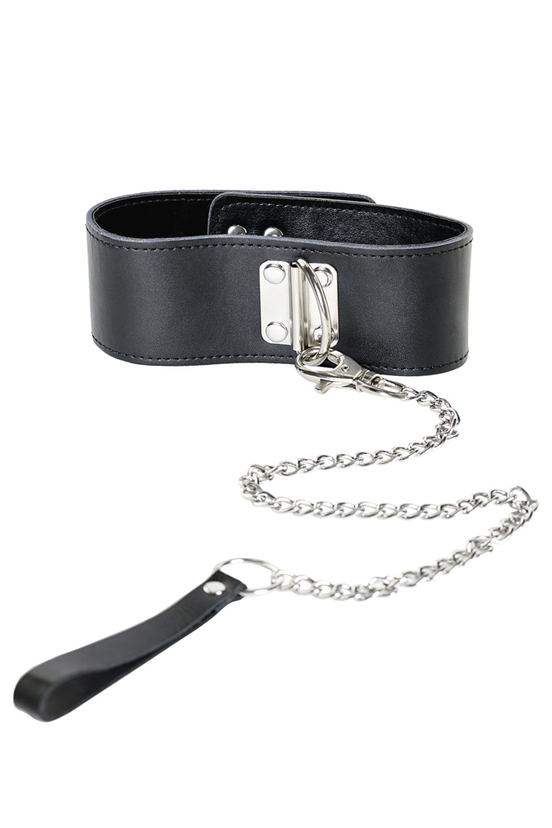 картинка Ошейник TOYFA Theatre кожаный с поводком черный от магазина ErosMania