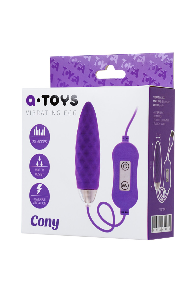 картинка Виброяйцо с пультом управления TOYFA  A-Toys Cony, силикон, фиолетовый, 7,6 см от магазина ErosMania
