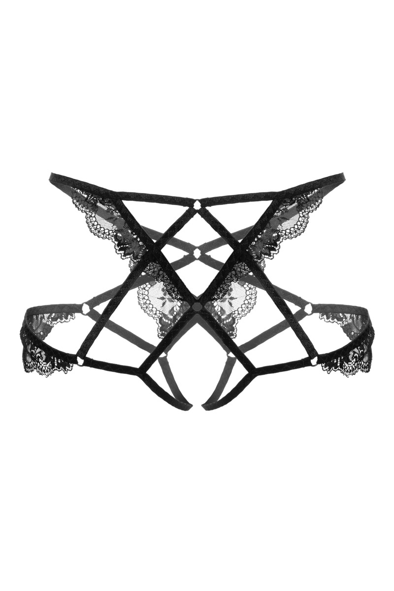 картинка Эротические трусики-стрепы Erolanta Noah, черный (42-44) от магазина ErosMania