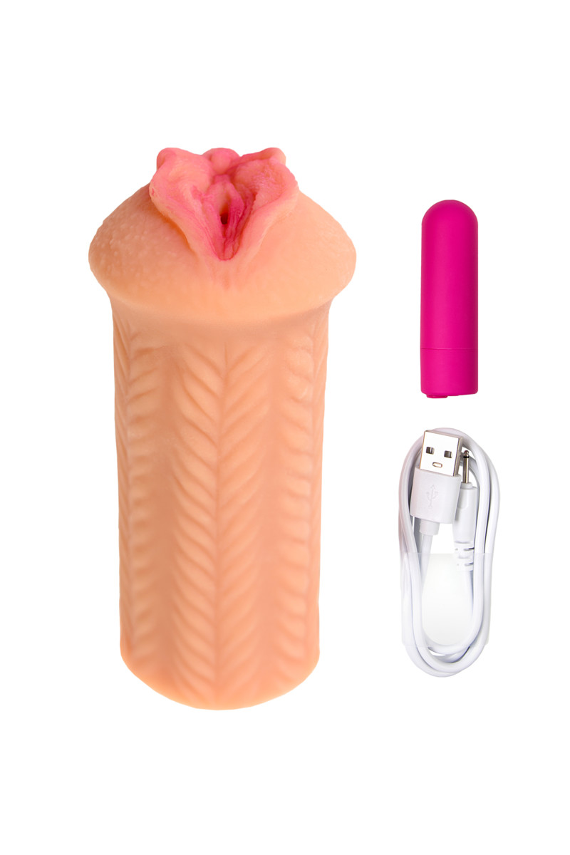 картинка Мастурбатор реалистичный KOKOS ELEGANCE.004 с вибрацией, TPR, телесный, 16 см от магазина ErosMania