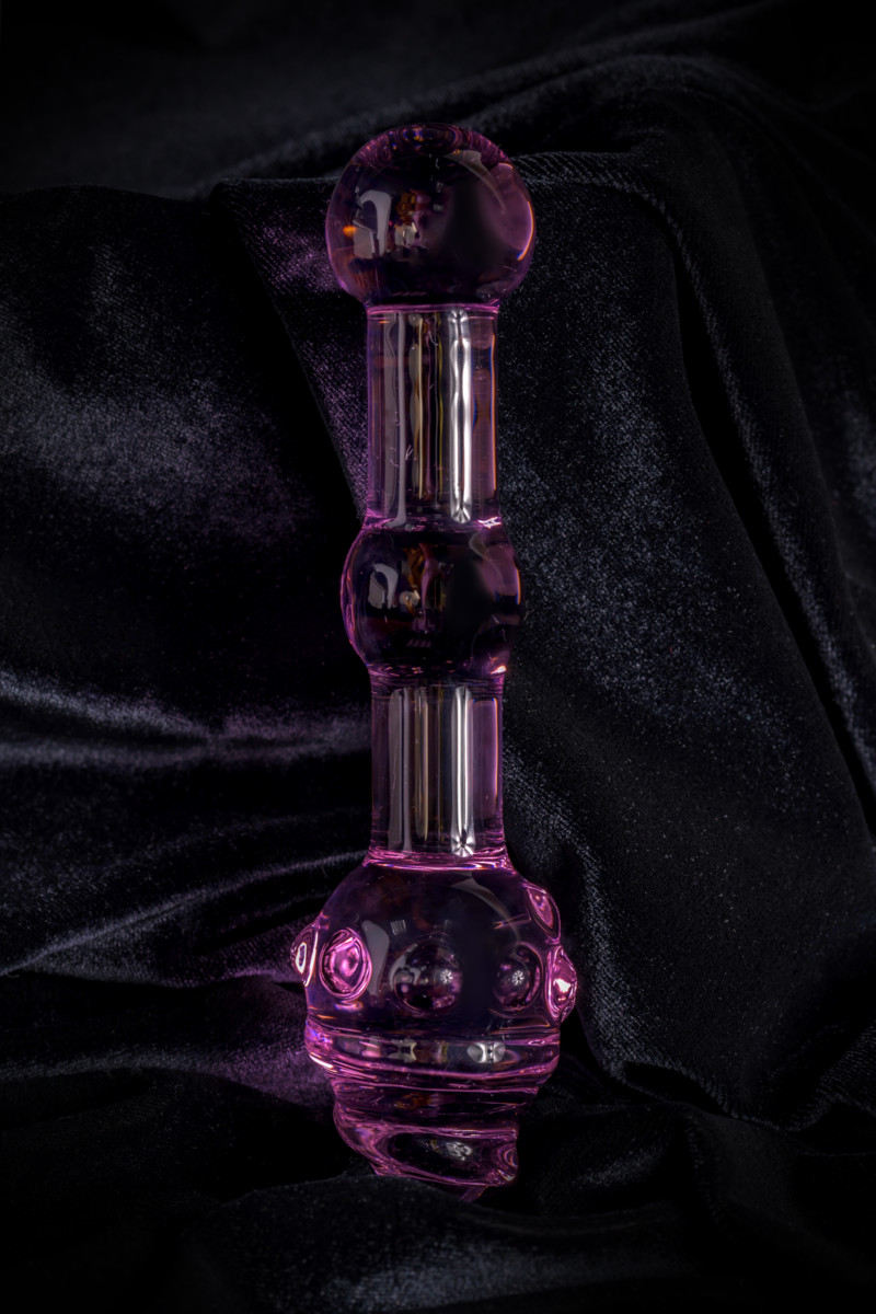картинка Двусторонний фаллоимитатор Sexus Glass, стекло, розовый, 17 см от магазина ErosMania