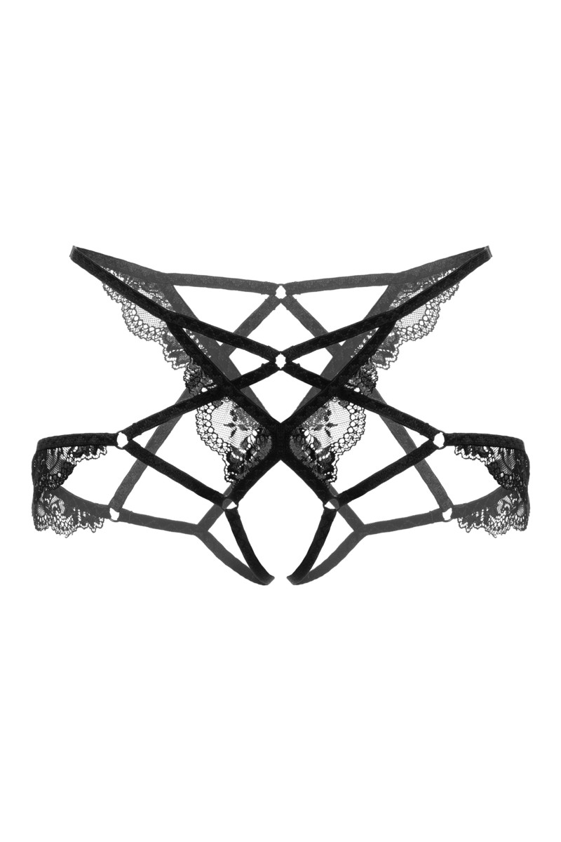 картинка Эротические трусики-стрепы Erolanta Noah, черный (42-44) от магазина ErosMania