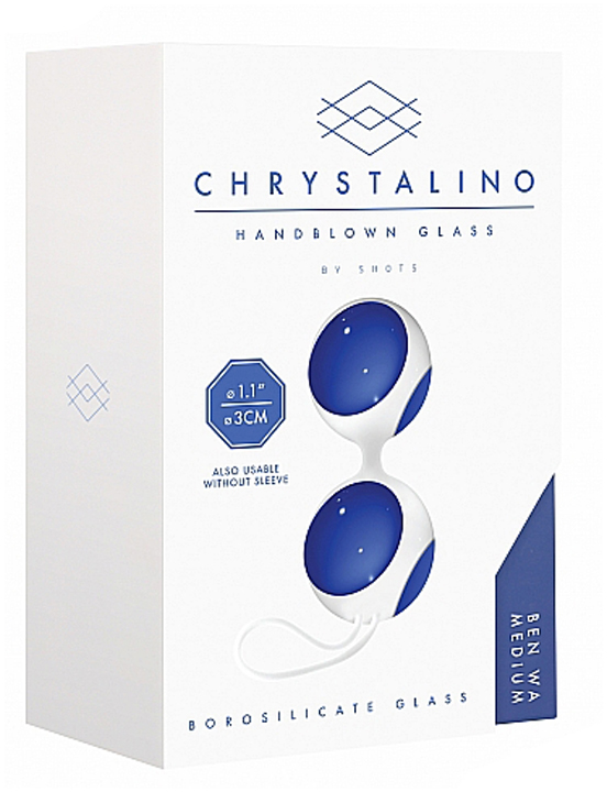 картинка Шарики Ben Wa Medium стеклянные, синие, 30x143 мм от магазина ErosMania